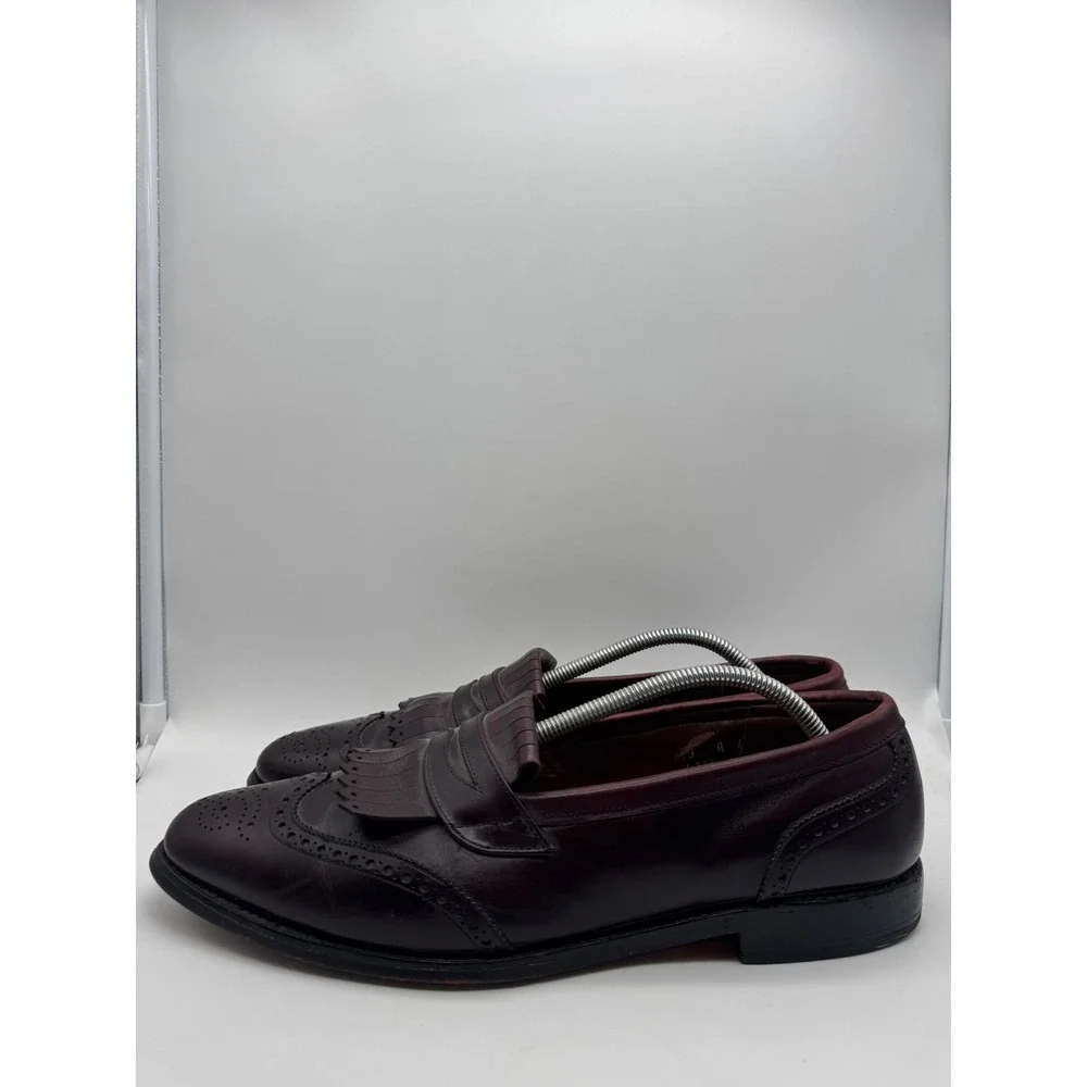 Allen Edmonds Wakefield Mens 13 A Burgundy Leather Kiltie Tassel Wingtip Loafers